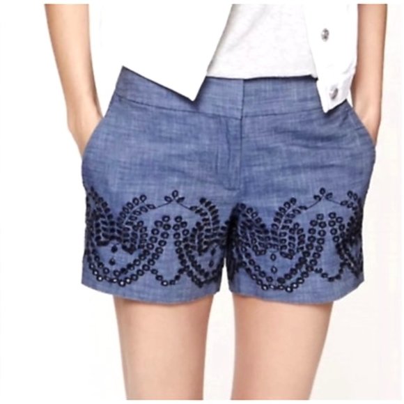 ANN TAYLOR LOFT The Rivera Short with Embroidered Leaf Holes - Picture 1 of 9